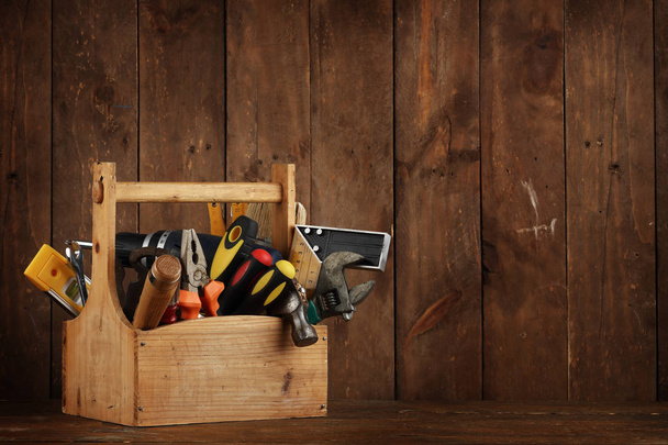 Retro houten toolbox  - Foto, afbeelding