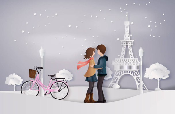 illustration of love and winter season - ベクター画像