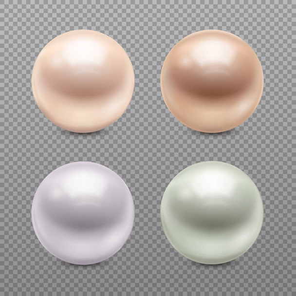 Realistic Pearls Transparent Background Set - Vector, Image
