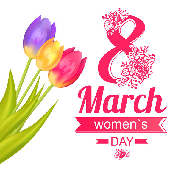 8 March Tulipsand Title Poster Vector Illustration - Vector, afbeelding