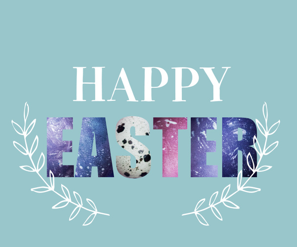 creative greeting card with happy easter lettering textured in colored eggshells - Photo, Image