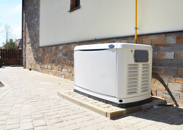 Residential house natural gas backup generator.  - Photo, Image