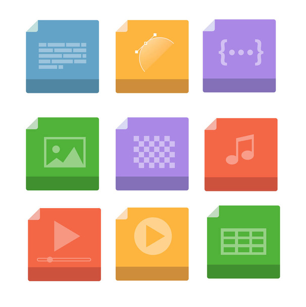 Set of Document File Formats and Labels icons - Vector, Image