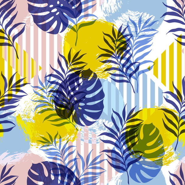 seamless botanical pattern on abstracted background - Вектор,изображение