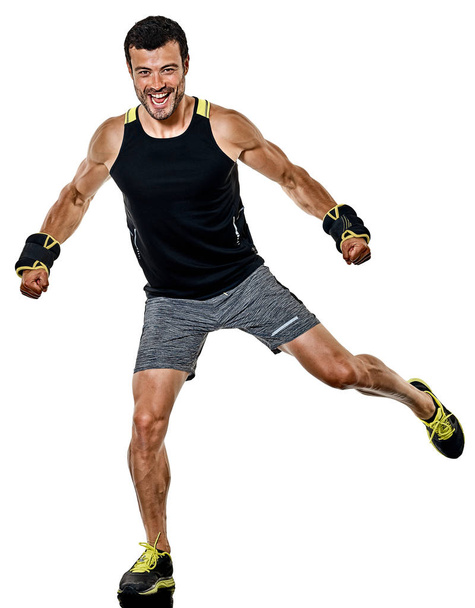 fitness man cardio boxing exercises isolated - Foto, imagen