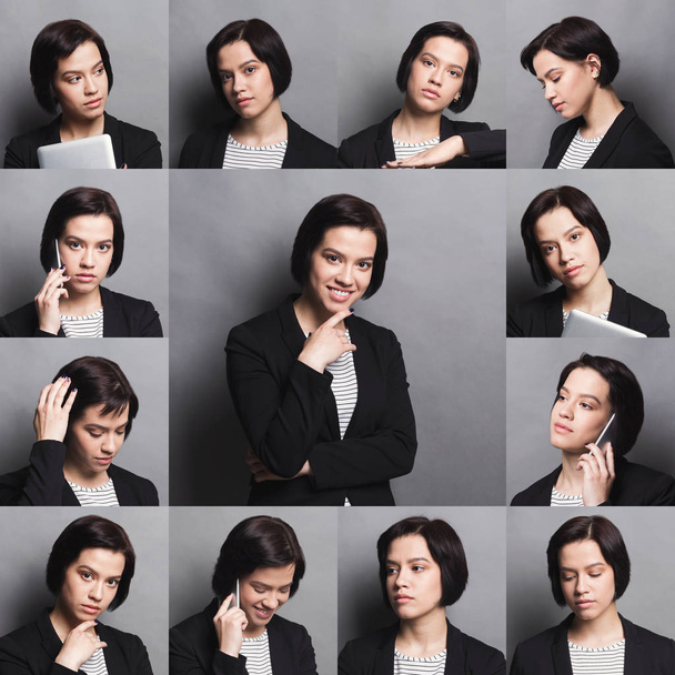 Collage of business woman emotions - Photo, Image