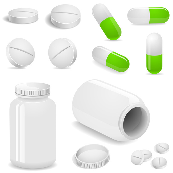 Tablets and pills vector set - Vector, Image