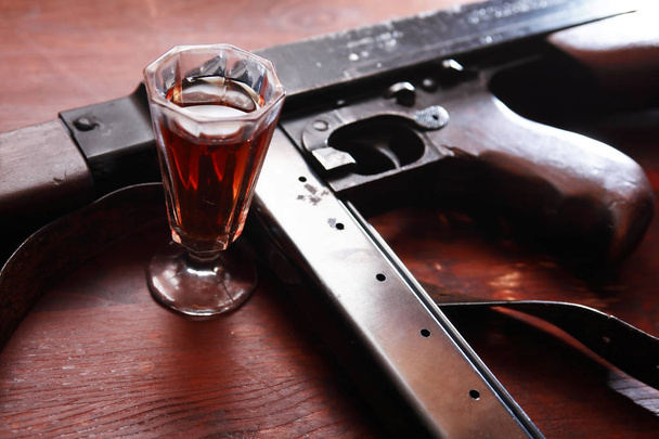 Submachine Gun And Whiskey - Photo, Image