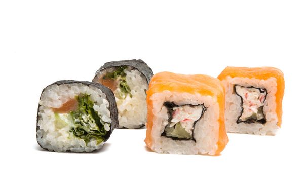 Japanse Sushi Rolls geïsoleerd - Foto, afbeelding