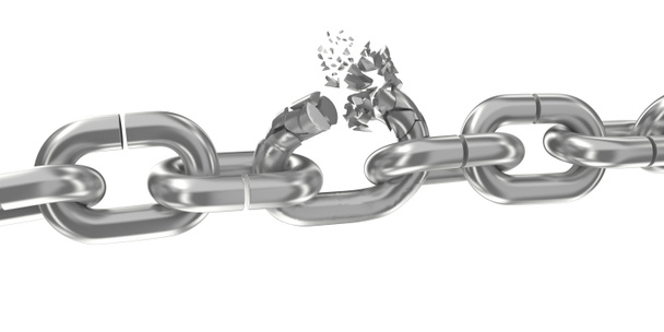 Broken chain on white 3D render - Photo, Image