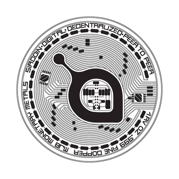 Crypto currency siacoin black and white symbol - Vektör, Görsel