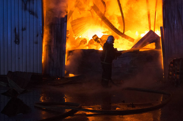 Garage in Flammen, Flammen schlagen aus dem Dach - Foto, Bild