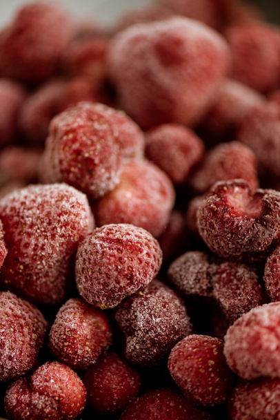 close-up shot of red frozen raspberries - Photo, Image