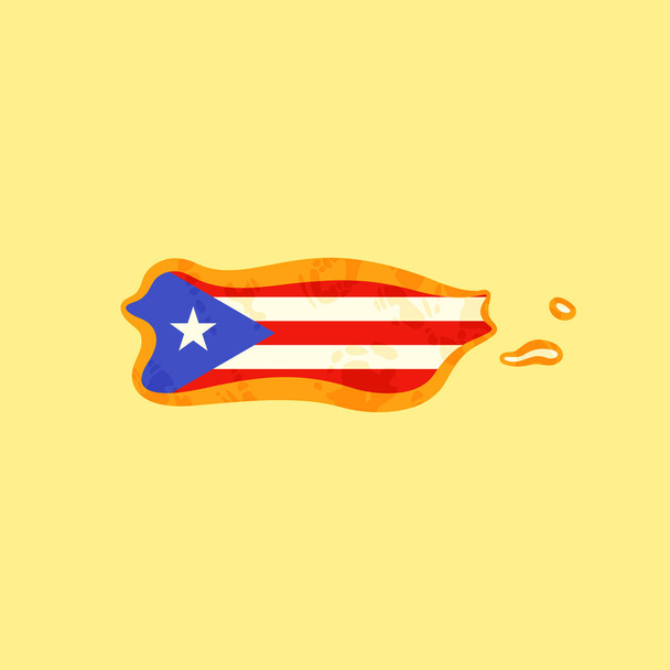 Puerto Rico - Map colored with Puerto Rican flag - Vector, Image