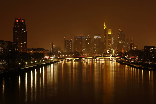 Frankfurt manzarası, gece - Fotoğraf, Görsel