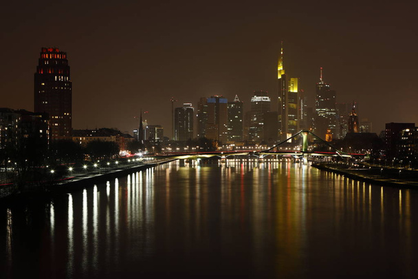 The skyline of Frankfurt at night - Photo, Image