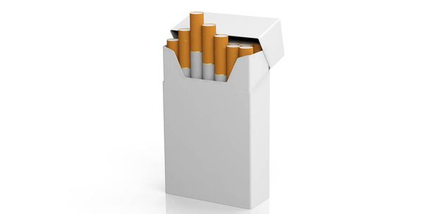 Концепция курения Пакет сигарет без названия изолирован на белом фоне, место для текста. 3d иллюстрация
 - Фото, изображение