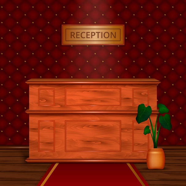 Receptie Hotel interieur realistisch  - Vector, afbeelding