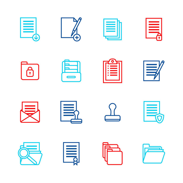 Folders Thin Line Icon Color Set. Vector - Vektor, Bild