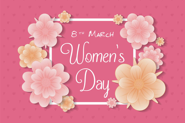 International Women's Day 8th March - concept of a card with flowers. Vector. - Vektor, kép