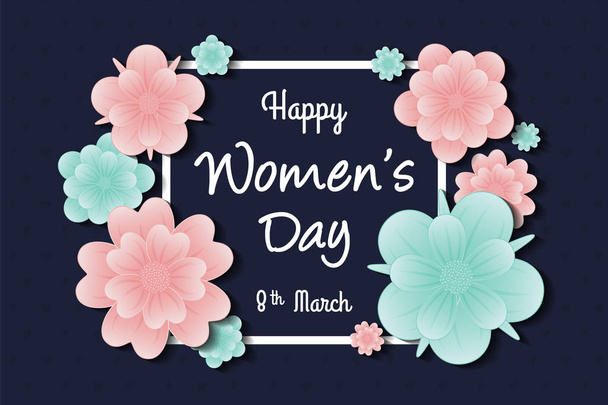 International Women's Day 8th March - concept of a card with flowers. Vector. - Vektor, Bild