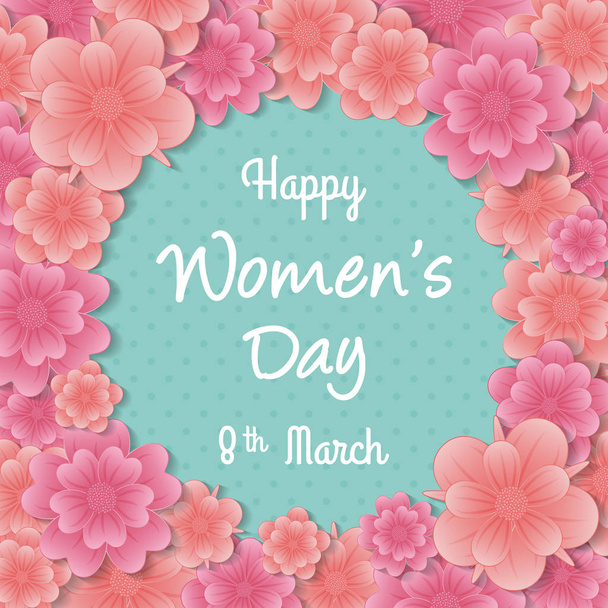 International Women's Day 8th March - concept of a card with flowers. Vector. - Vektor, Bild