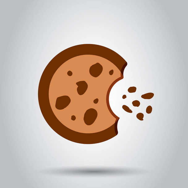 Το cookie επίπεδη διάνυσμα εικονίδιο. Εικονογράφηση τσιπ μπισκότο. Επιδόρπιο τροφίμων - Διάνυσμα, εικόνα