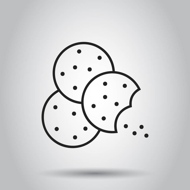 Cookie flat vector icon. Chip biscuit illustration. Dessert food - Vector, Image