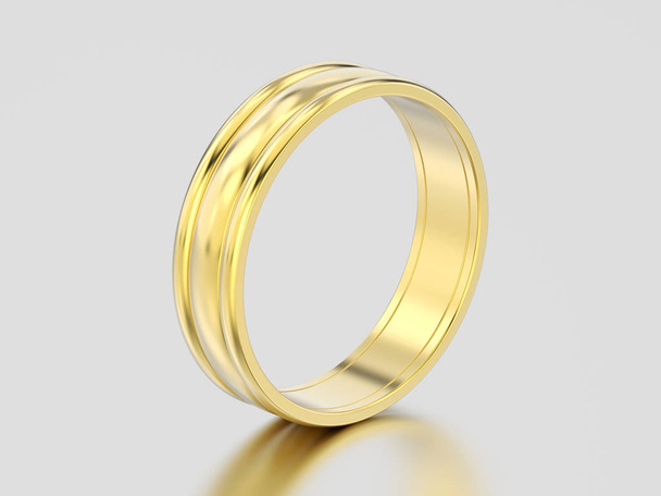 3D illustration yellow gold matching couples wedding ring bands - Photo, Image