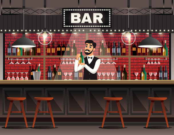 Bar Interior Realista Composição
  - Vetor, Imagem