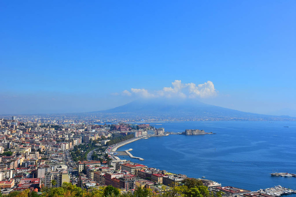Italy, Naples, view of Vesuvius and the gulf, from Via Orazio. - Photo, Image