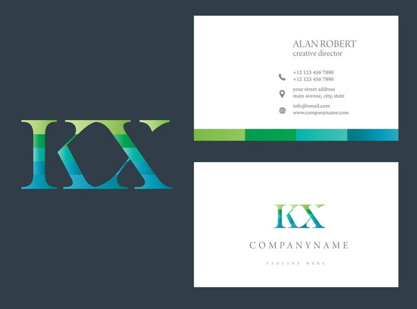 многоцветный логотип KX, шаблон визитной карточки
 - Вектор,изображение