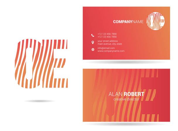 многоцветный логотип OE, шаблон визитной карточки
 - Вектор,изображение