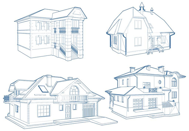 Familie huis woongebouw Vector geïsoleerd op wit - Vector, afbeelding