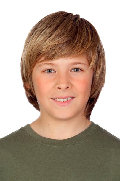 blond preteen happy boy isolated on white background - Foto, immagini