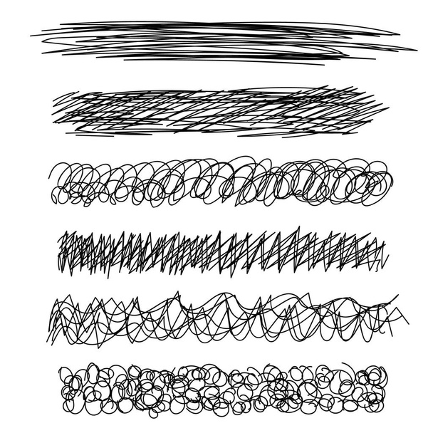 Vector light set of hand drawn scribble line shapes. . Set of hand drawn scribble symbols isolated on white. Doodle style sketches. Shaded and hatched badges and bubble shapes. Vector. - Вектор, зображення