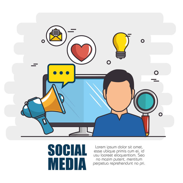 szociális média hálózati koncepció - Vektor, kép