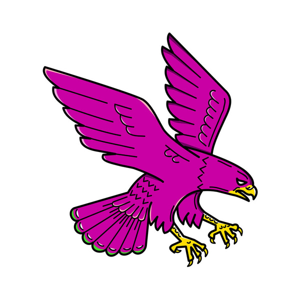 Peregrine Falcon Swoop Mono Line - Διάνυσμα, εικόνα