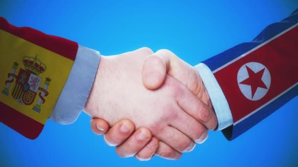Spain - North Korea / Handshake concept animation about countries and politics / With matte channel - Footage, Video