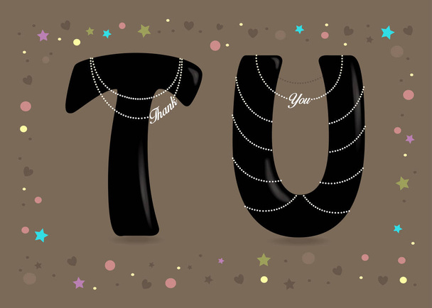 Thank You. Black Letters with Pearl Collars - Vector, Image