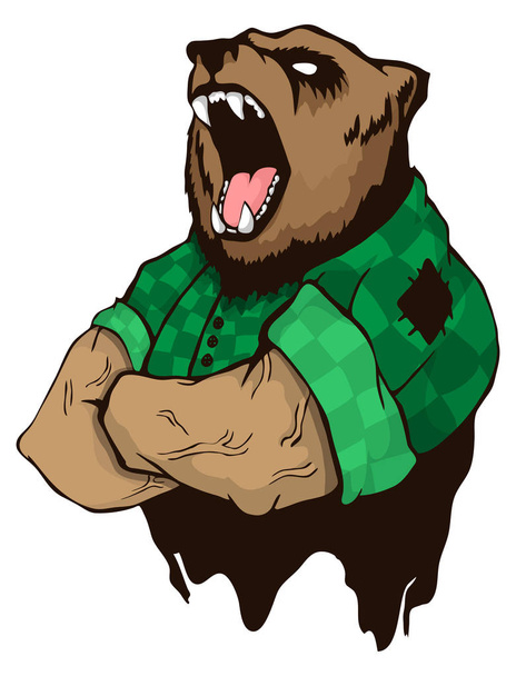 Ізольовані Векторні ілюстрації сильний дикий ведмідь-людина
 - Вектор, зображення