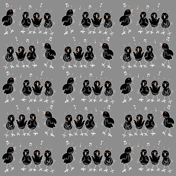 Patroon van de grappige kippen zingen - Foto, afbeelding