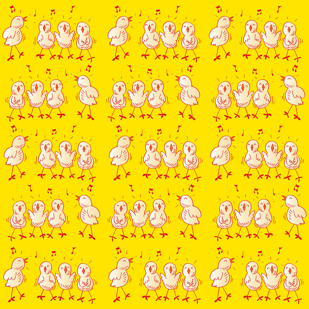 Patrón de pollos divertidos cantando
 - Foto, Imagen