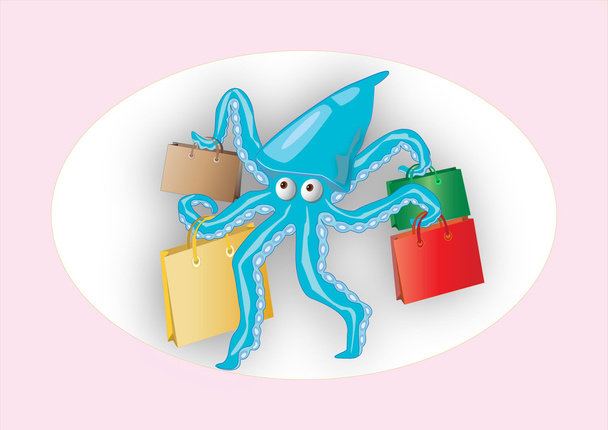 Confessions of a Shopaholic octopus - Vector, Image