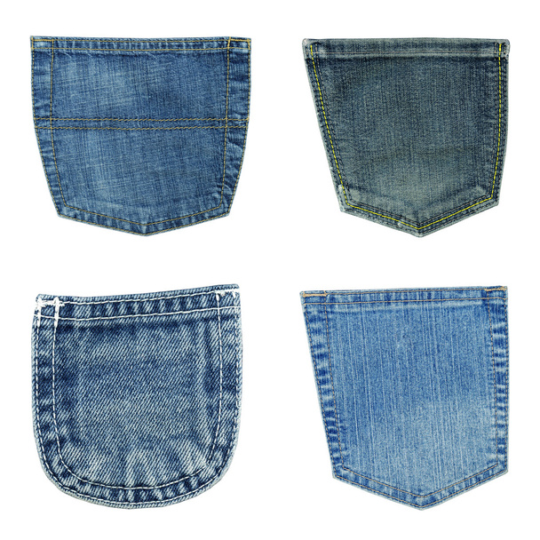 Blue jeans pockets isolated on white - Photo, Image