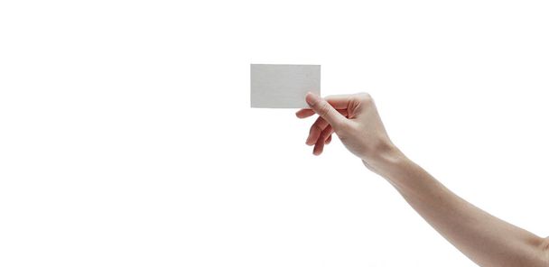 Woman hand hold business card  - Zdjęcie, obraz