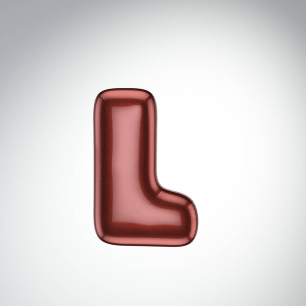 Γυαλιστερό χρώμα γράμμα L. 3d καθιστούν φούσκα γραμματοσειράς με glint isola - Φωτογραφία, εικόνα