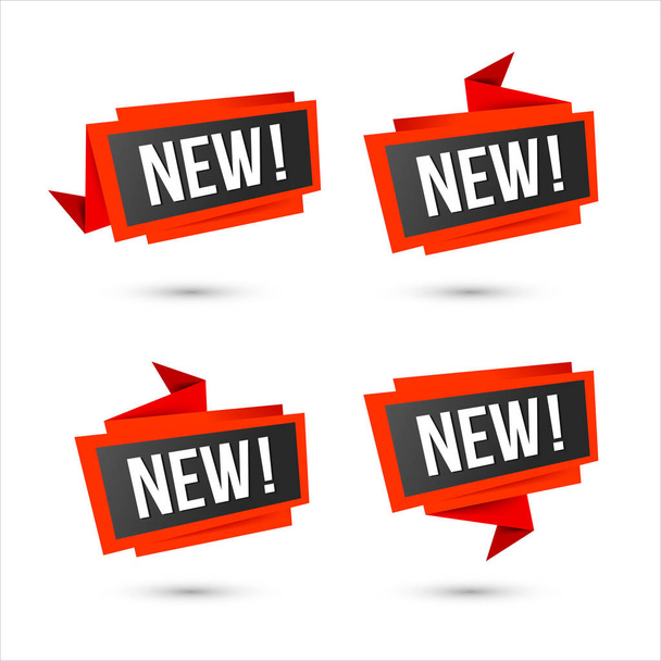 Novos ícones vetoriais - rótulos vermelhos Origami
 - Vetor, Imagem