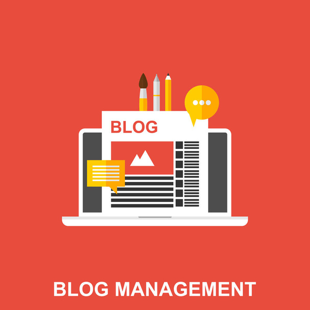 Ilustración plana de un Blog Management
. - Vector, imagen