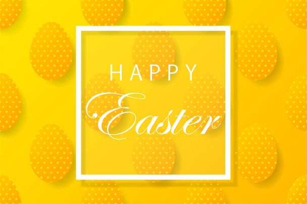 Abstract easter yellow background with white frame for text. Cre - Vektör, Görsel
